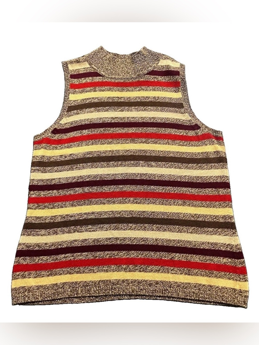 Vtg Y2K Villager Liz Claiborne Striped Sleeveless Turtleneck Knit Top PM